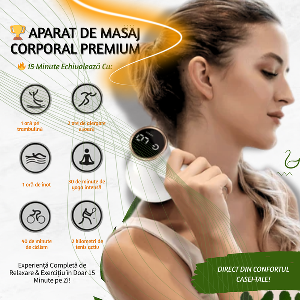 Aparat de Masaj Anticelulitic OOVI®, Portabil, 8 Capete Incluse, 9 niveluri de viteza, FORM